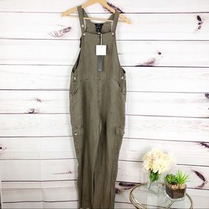 nicole miller linen overalls